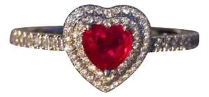 The 87th Avenue: Heart Shaped Natural Ruby and Double Halo Natural Diamond Ring