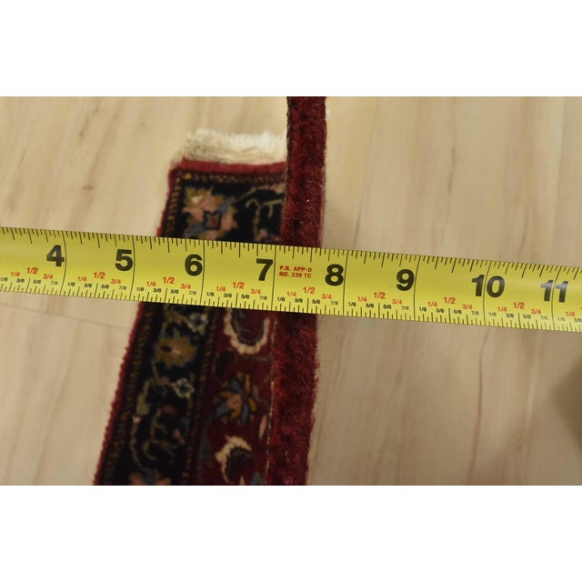 Agra Rug 1’5” X 2’1” Red Wool Vintage Traditional Hand-Knotted Oriental Carpet For Sale - Image 4 of 5