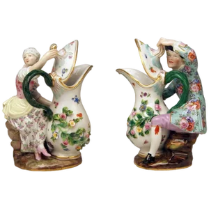 Models 1234 907 Figurines with Jug Pitcher by Eberlein for Meissen, 1850, Set of 2