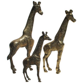 Brass Giraffe Family - Set of 3 For Sale