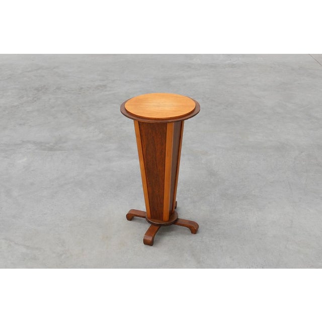 Art Deco Round Wooden Side Table, France, 1920s For Sale - Image 4 of 11