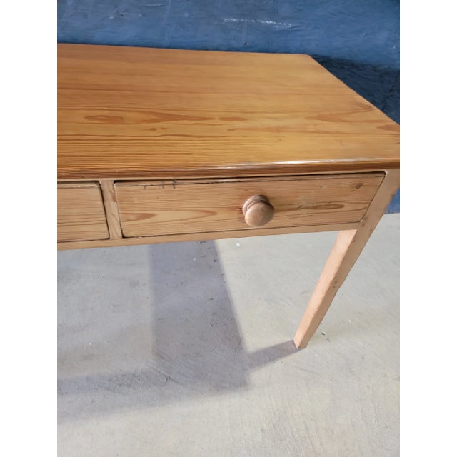 Antique Pine Table With Two Drawers From England For Sale - Image 6 of 12
