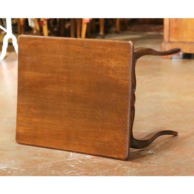 Brown 19th Century French Louis XV Carved Oak Side Table For Sale - Image 8 of 9