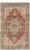 Antique Turkish Oushak Rug With Floral Medallion in Red, Charcoal and Cream For Sale