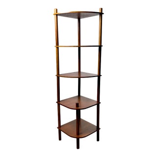 Mid Century Danish Modern Teak Corner Etagere / Shelf Unit For Sale
