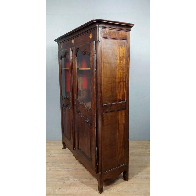 Louis XV Style Bookcase in Walnut and Oak and Beech For Sale - Image 3 of 9