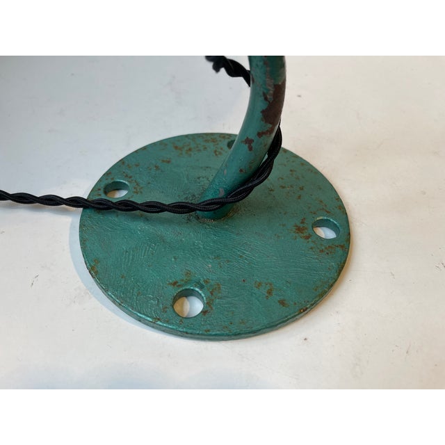 Scandinavian Industrial Green Wall Lamp, 1950s For Sale - Image 9 of 13