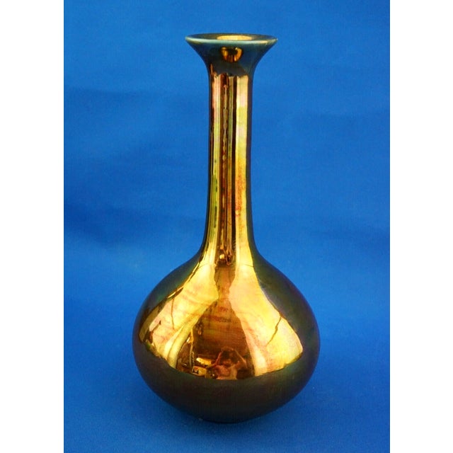 20th Century Ceramic Vase with Gold Metallic Lustre Glaze from Bottega Gatti, Italy, 1970s For Sale - Image 3 of 18