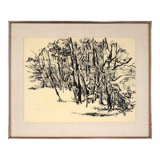 Forest Landscape in Sumi Ink on Paper by Schmidt For Sale