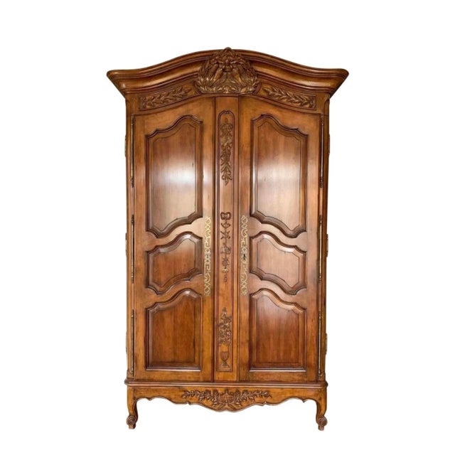 Drexel Heritage French Country Armoire De Marriage Walnut For Sale - Image 11 of 12