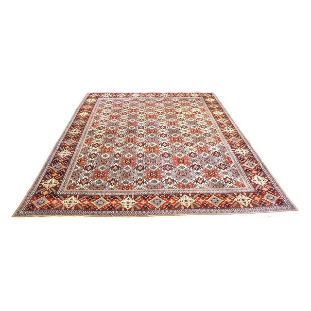 Persian Antique Persian Tabriz Wool 10x13 Red, Blue & Tan Handmade Area Rug #9902188 For Sale - Image 3 of 6