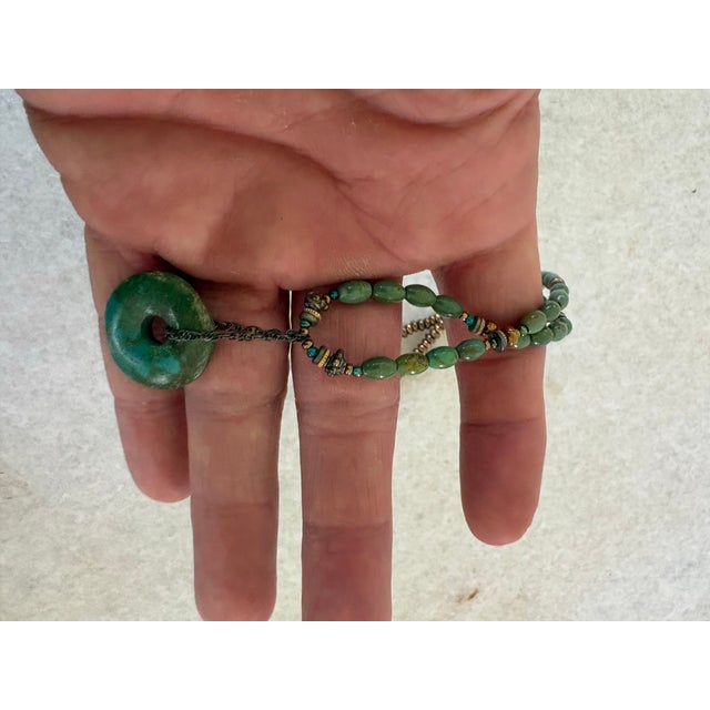 Vintage Turquoise Beaded Necklace With Pendant For Sale - Image 4 of 4
