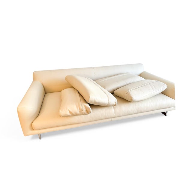 Design Within Reach 2019 Italian Cream Lecco Leather Sofa by Claesson Koivisto Rune (90″) For Sale - Image 4 of 11