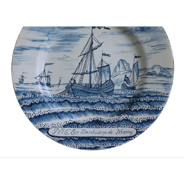 18th C. Dutch Delft Herring Fishery Dish Blue White De Porceleyne Bijl Mark - circa 1750-1775, Delft, Netherlands....