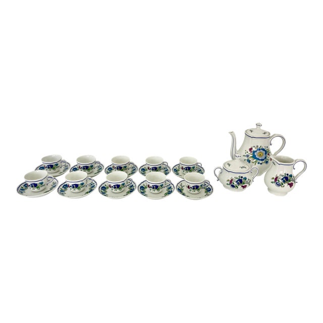 Italian Porcelain Espresso Coffee Set "Lerici" by Richard Ginori 1735 for 10 People For Sale