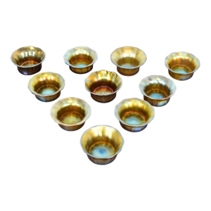 Louis Comfort Tiffany Favrile Iridescent Art Glass Salt Cellars, Set of Ten
