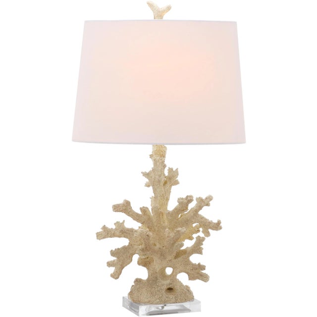Modern Coral Replica 28.5 Inch H Table Lamp in Cream - a Pair For Sale - Image 3 of 9