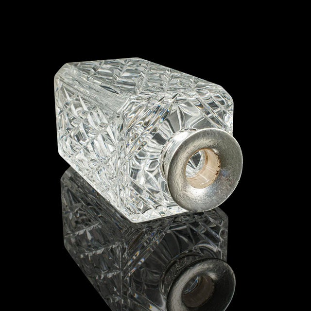 Metal Vintage Silver Collared Spirit Decanter, English, Crystal, Whiskey, Hallmarked For Sale - Image 7 of 12