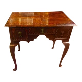18th Century English Mahogany With Fruitwood Inlays Lowboy For Sale