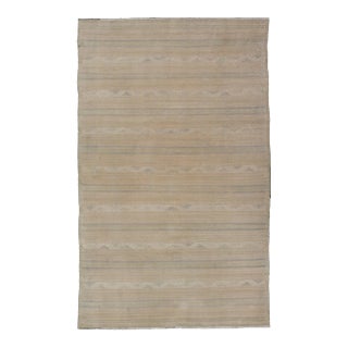 Turkish Vintage Gallery Kilim Stripe Rug With in Tan, Taupe, and Earth Tones For Sale