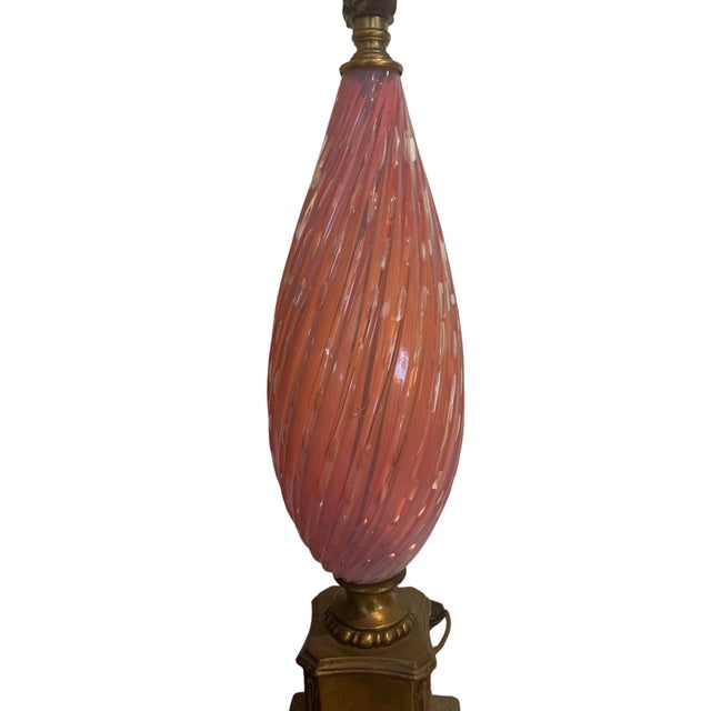 1950s 1950s Murano Style Opalescent Controlled Bubble Table Lamp Pink - Orange For Sale - Image 5 of 10
