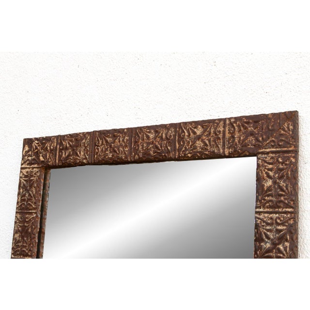 Large Antique Pressed Tin Tile Floor Mirror For Sale In Los Angeles - Image 6 of 8
