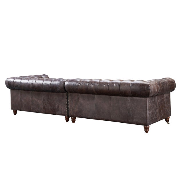 Century Chesterfield Sofa - Dark Brown Leather - 118" For Sale - Image 15 of 15