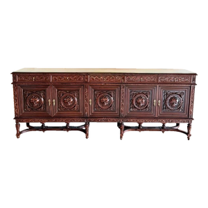 1970s Spanish Revival Hand Carved Rosewood Euro Import Buffet