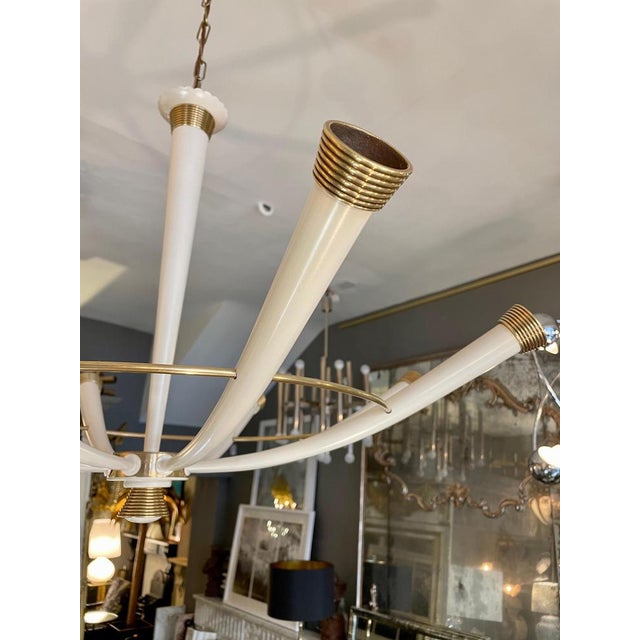 Italian Brass Chandelier, 1950s For Sale - Image 6 of 15