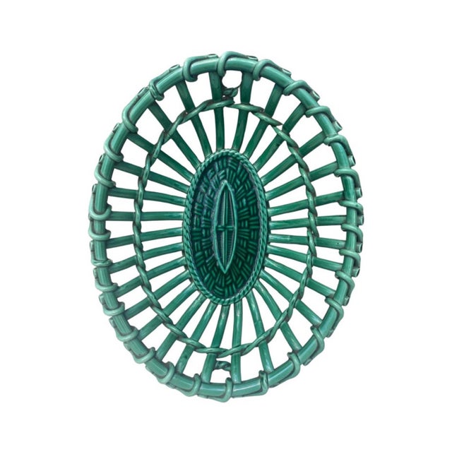 Late 19th Century French Green Majolica Leaves Plate Clairefontaine, Circa 1890 For Sale - Image 5 of 7
