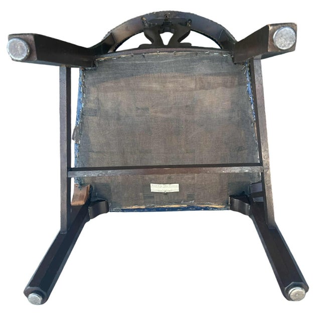 1940s Vintage 1940s Blue Leather and Walnut Grand Ledge Chair Company Club Chairs - Rare Find For Sale - Image 5 of 7