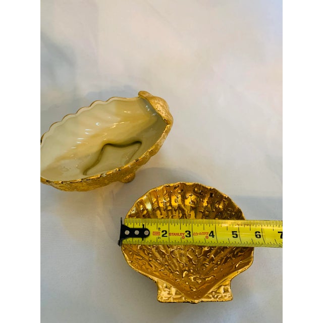 Ceramic 1970s 22kt Gold Leaf Shell Motif Bowls - Set of 2 For Sale - Image 7 of 13