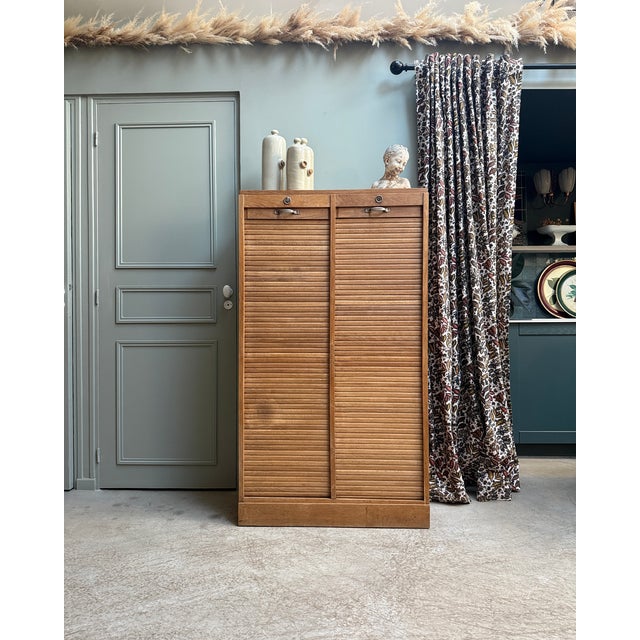Double Tambour Door Filing Cabinet, 1950s For Sale - Image 16 of 16