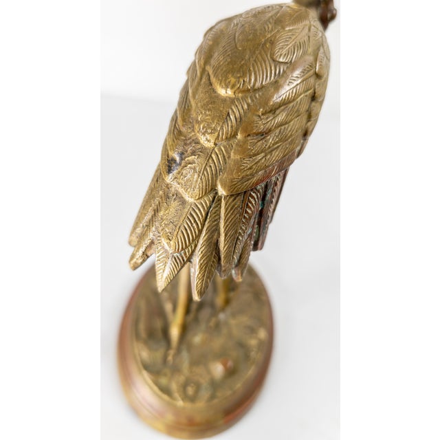 19th Century American Chinoiserie Brass Standing Crane Incense Holder for Mantle For Sale - Image 12 of 14