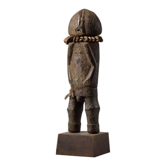 Early 20th Century Bembe Standing Male Figure With Cowrie Shells on Custom Base For Sale