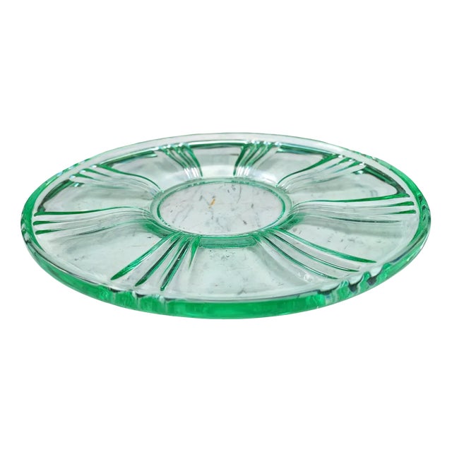 Art Deco Green Glass Plate from Niemen Glassworks, 1920s For Sale