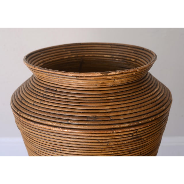 Gabriella Crespi Vintage Boho Gabriella Crespi Style Pencil Reed Rattan Floor Vase For Sale - Image 4 of 12