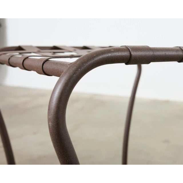 Set of Three Neoclassical Style Aluminum Lattice Seat Barstools For Sale - Image 9 of 12