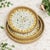 Arts & Crafts Set of Three Yellow Circular Pattern Rattan Mother-of-Pearl Inlaid Round Trays For Sale - Image 3 of 4