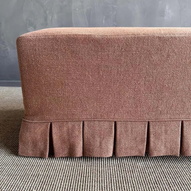 Not Yet Made - Made To Order Slipcovered Bench in 100% Pure Linen With Pleated Skirt Detail For Sale - Image 5 of 6