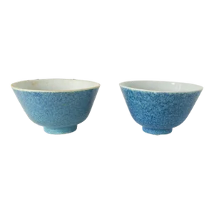 20th Century Pair of Chinese Robin's Egg Blue Glazed Bowls