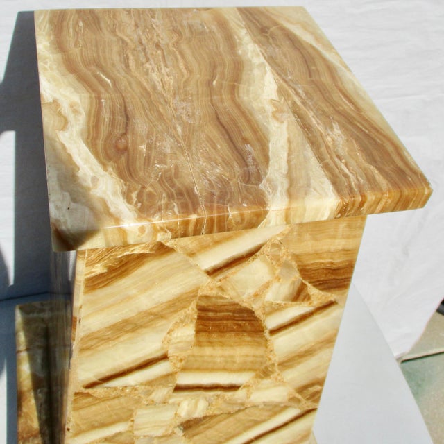 Mid 20th Century Illuminated Moble Pedestal Marble and Onyx For Sale - Image 5 of 12