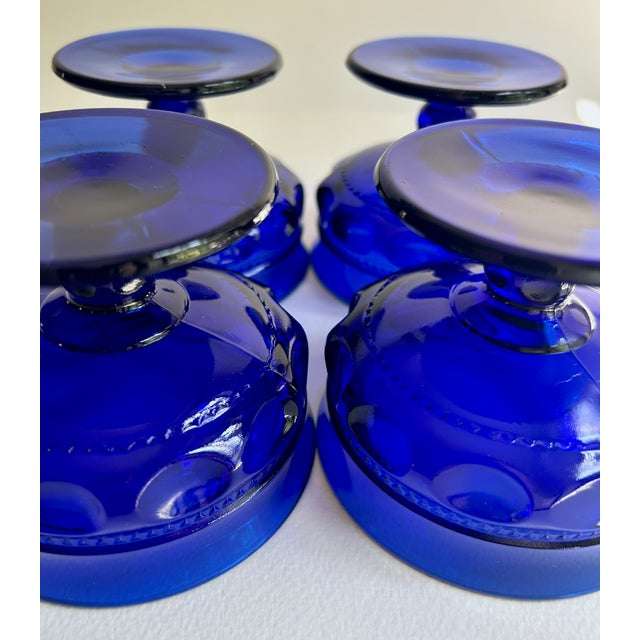 Mid 20th Century Set of 4 Colony Glass Co. Crown Cobalt Blue Pedestal Dishes For Sale - Image 14 of 16