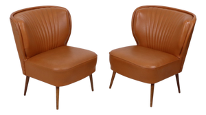 Vintage Expo 58 Cocktail Chairs in Cognac Faux Leather, 1960s, Set of 2