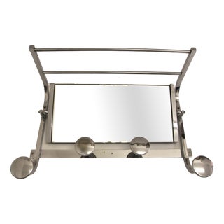 French Art Deco Chromed Coat Rack with Mirror, 1930s For Sale