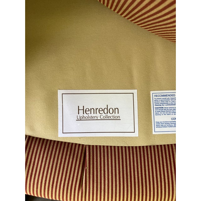 2000 - 2009 Henredon Upholstered English Arm Carved Base Club Chairs- A Pair For Sale - Image 5 of 17