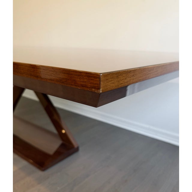 Hellman Chang Monumental High Gloss Art Deco Walnut Z Dining Table For Sale - Image 10 of 13