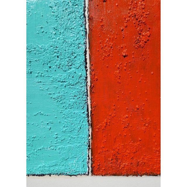 Fashion Inspired 'Blue and Orange' #1 Highly Textured Abstract Oil Painting For Sale - Image 4 of 10