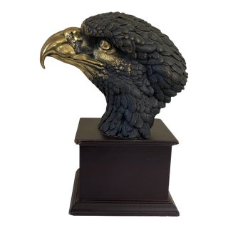 Chinoiserie Bronze Eagle Head on Stand 11.5" H For Sale