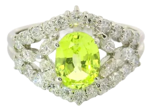 1.31 Carat Chrysoberyl Diamond Platinum Ring, Size 8